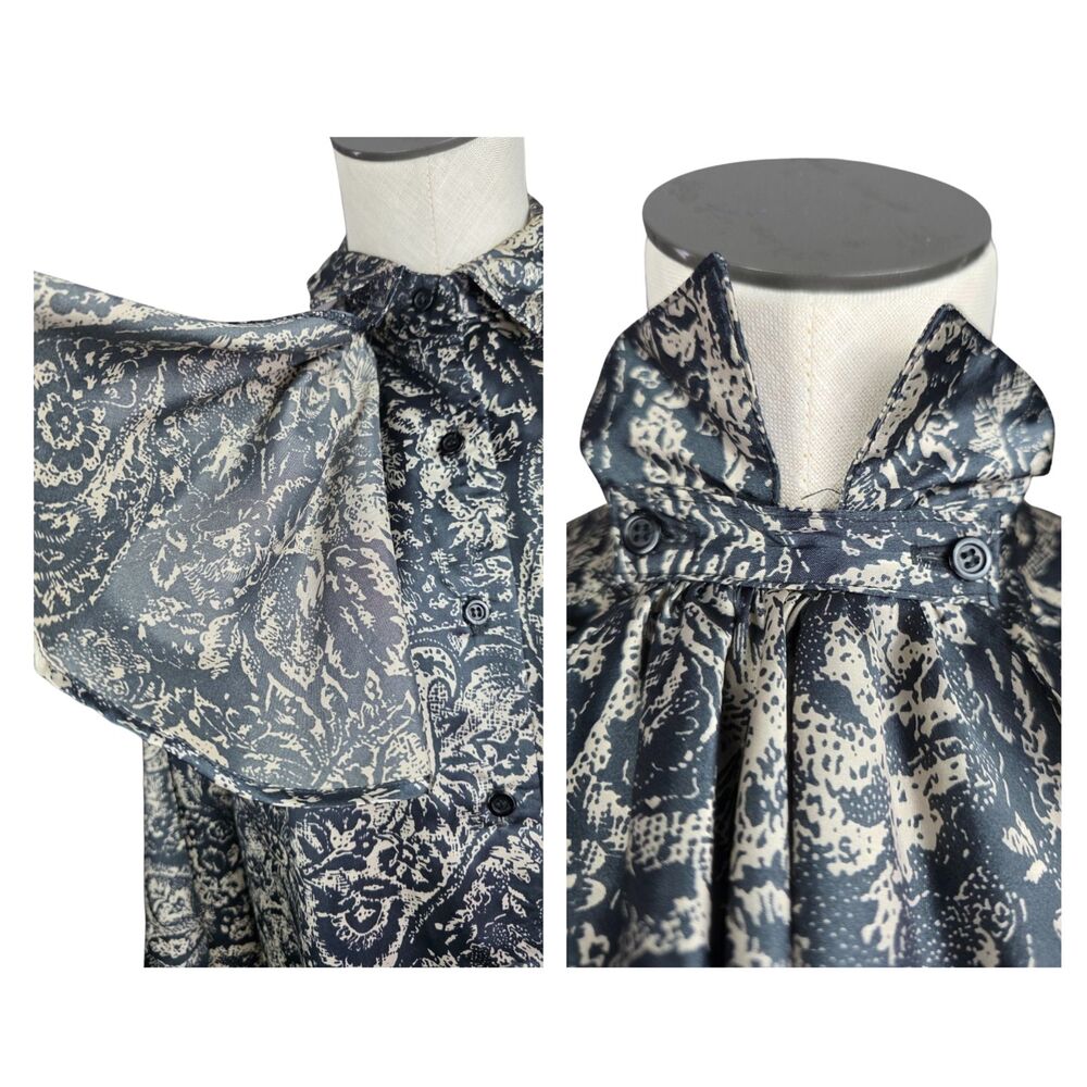 VTG Russ Womens Button Front Blouse Removable Bib USA Classic Retro Size 10 - Picture 3 of 7